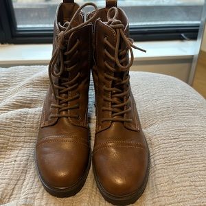 Brown combat boots